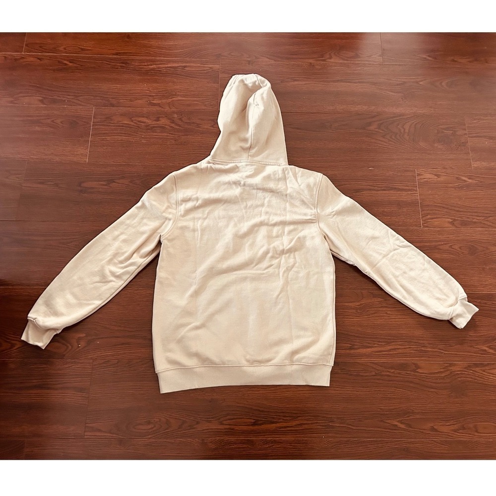 H & M Relaxed Fit Hoodie Mens M Medium Beige Tan Pullover Sweatshirt College - Picture 8 of 11